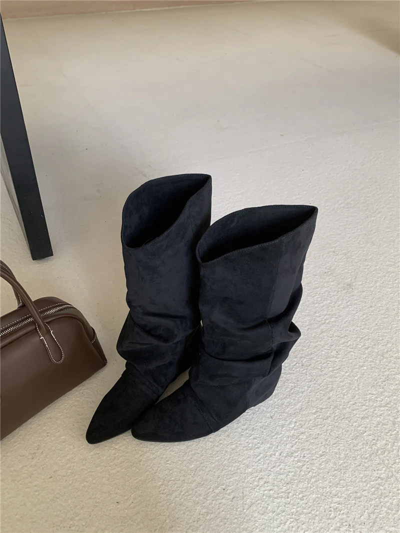 Damen modische Stiefel mit gerafftem Schaft und spitzem Absatz Heidi Mode - Image 8