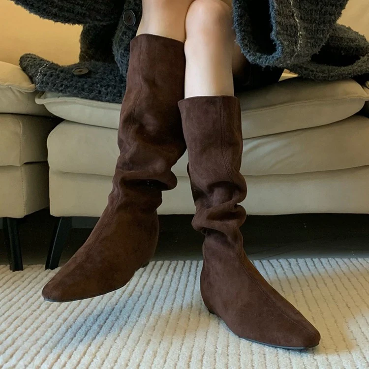 Damen modische Stiefel mit gerafftem Schaft und spitzem Fußteil Heidi Mode - Image 3
