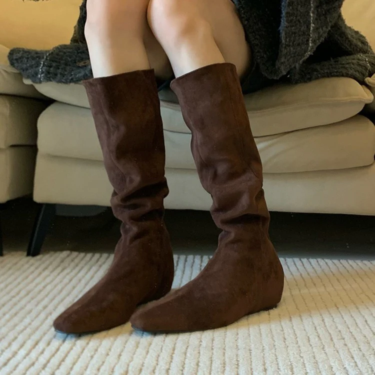 Damen modische Stiefel mit gerafftem Schaft und spitzem Fußteil Heidi Mode - Image 4