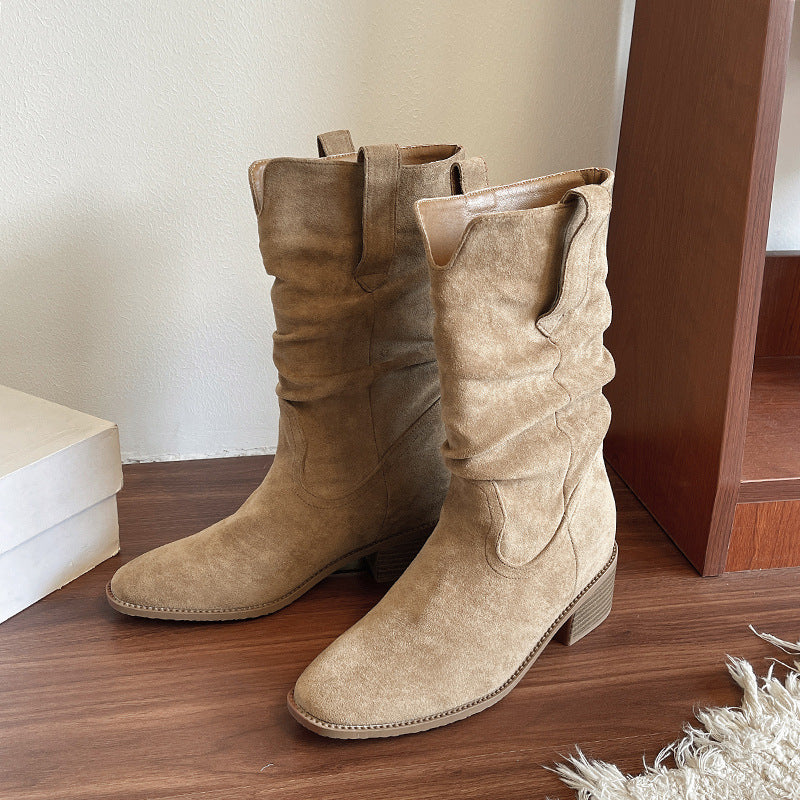 Damen modische Stiefel mit lässigem Falten-Design Heidi Mode - Image 5