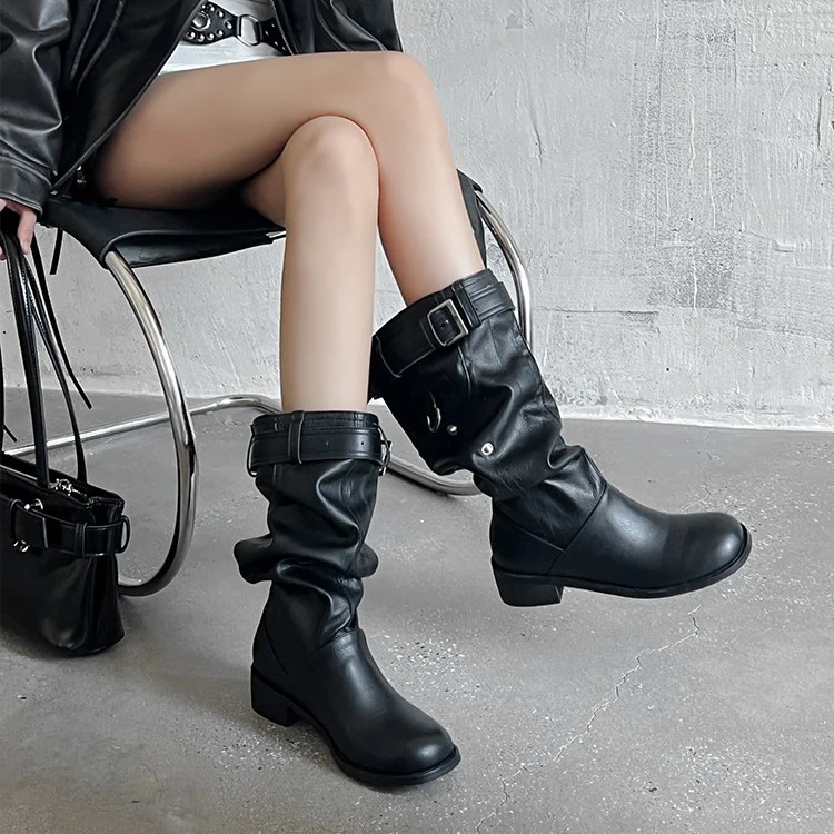 Damen modische Stiefel mit verstellbarem Gummibund und komfortablem Blockabsatz Heidi Mode - Image 4
