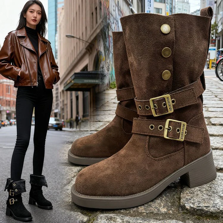 Damen modische Stiefel mit verstellbaren Riemen und eleganten Details Heidi Mode - Image 7