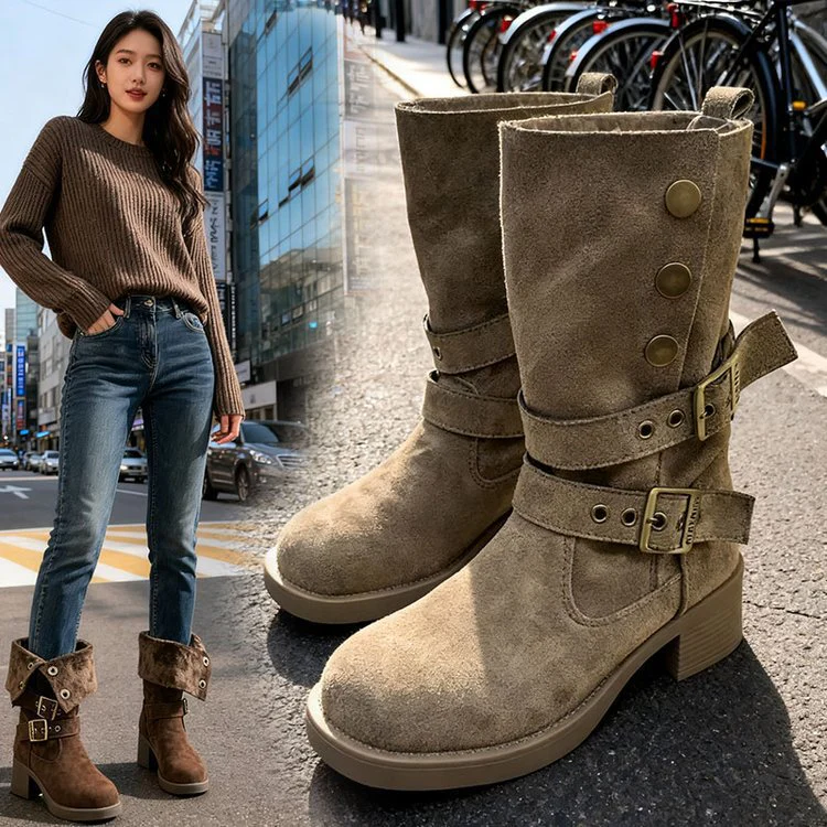 Damen modische Stiefel mit verstellbaren Riemen und eleganten Details Heidi Mode - Image 8
