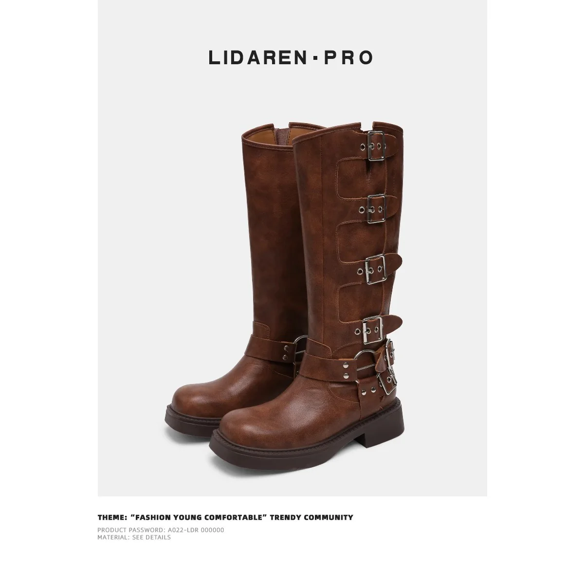 Damen Modische Stiefel mit verstellbaren Schnallen und robuster Sohle Heidi Mode - Image 3