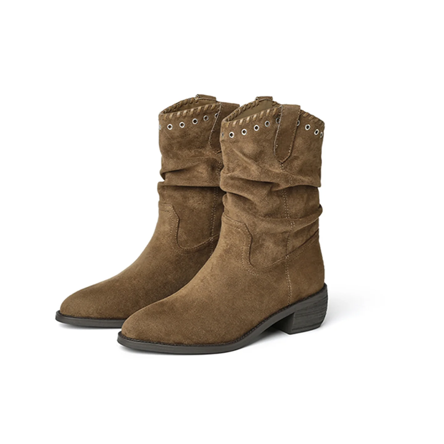 Damen modische Stiefeletten im Antik-Look mit dekorativen Nieten und flexiblem Schaft Heidi Mode - Image 6