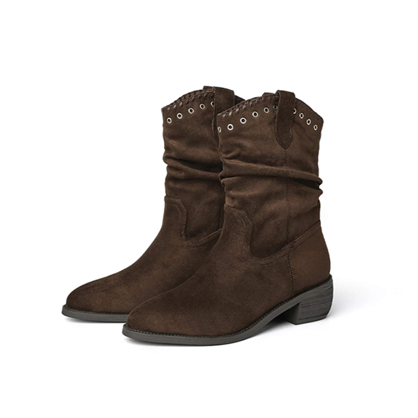 Damen modische Stiefeletten im Antik-Look mit dekorativen Nieten und flexiblem Schaft Heidi Mode - Image 7