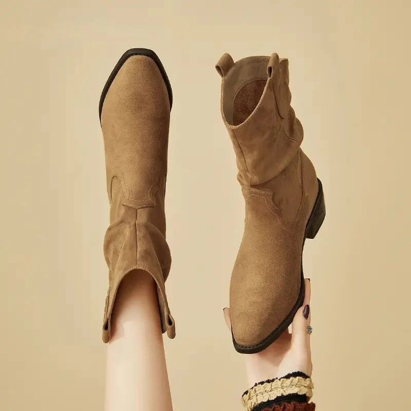 Damen modische Stiefeletten mit eleganter Faltenoptik und rustikalem Design Heidi Mode - Image 2