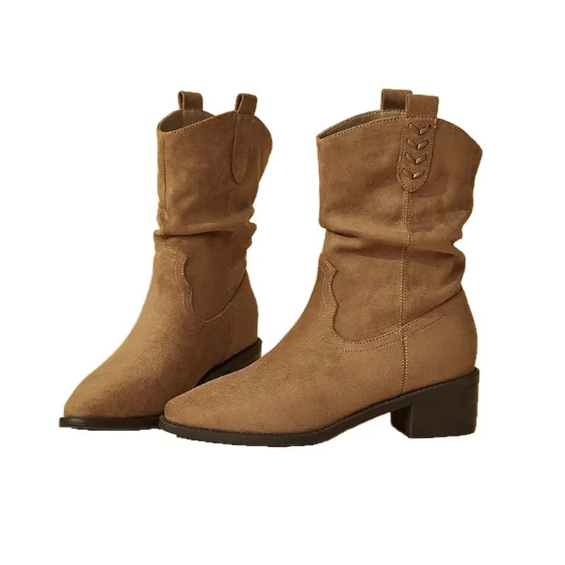 Damen modische Stiefeletten mit eleganter Faltenoptik und rustikalem Design Heidi Mode - Image 5
