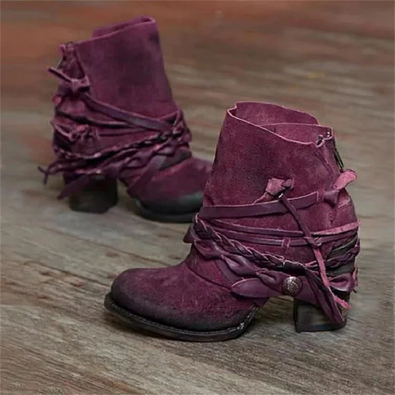 Damen modische Stiefeletten mit geflochtenen Akzenten und einzigartigem Design Heidi Mode