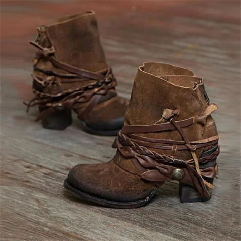 Damen modische Stiefeletten mit geflochtenen Akzenten und einzigartigem Design Heidi Mode - Image 3