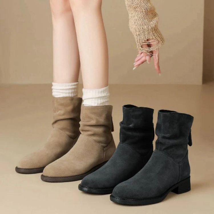 Damen Modische Stiefeletten mit hohem Kragen und seitlichem Reißverschluss Heidi Mode