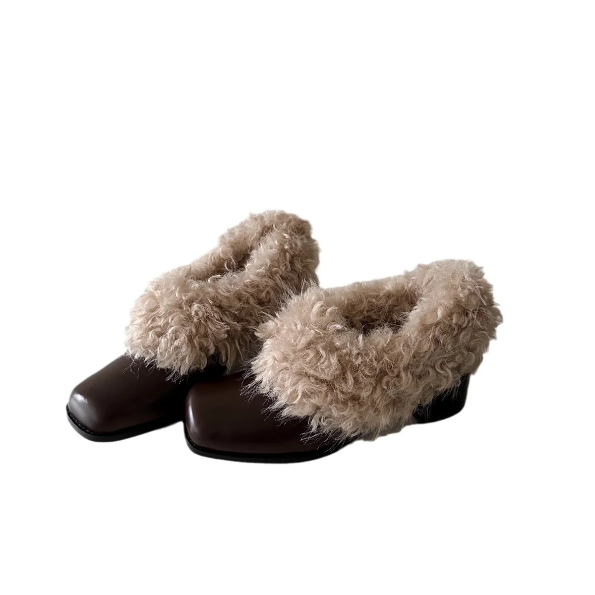 Damen modische Stiefeletten mit kuscheligem Fellkragen und robustem Blockabsatz Heidi Mode - Image 5
