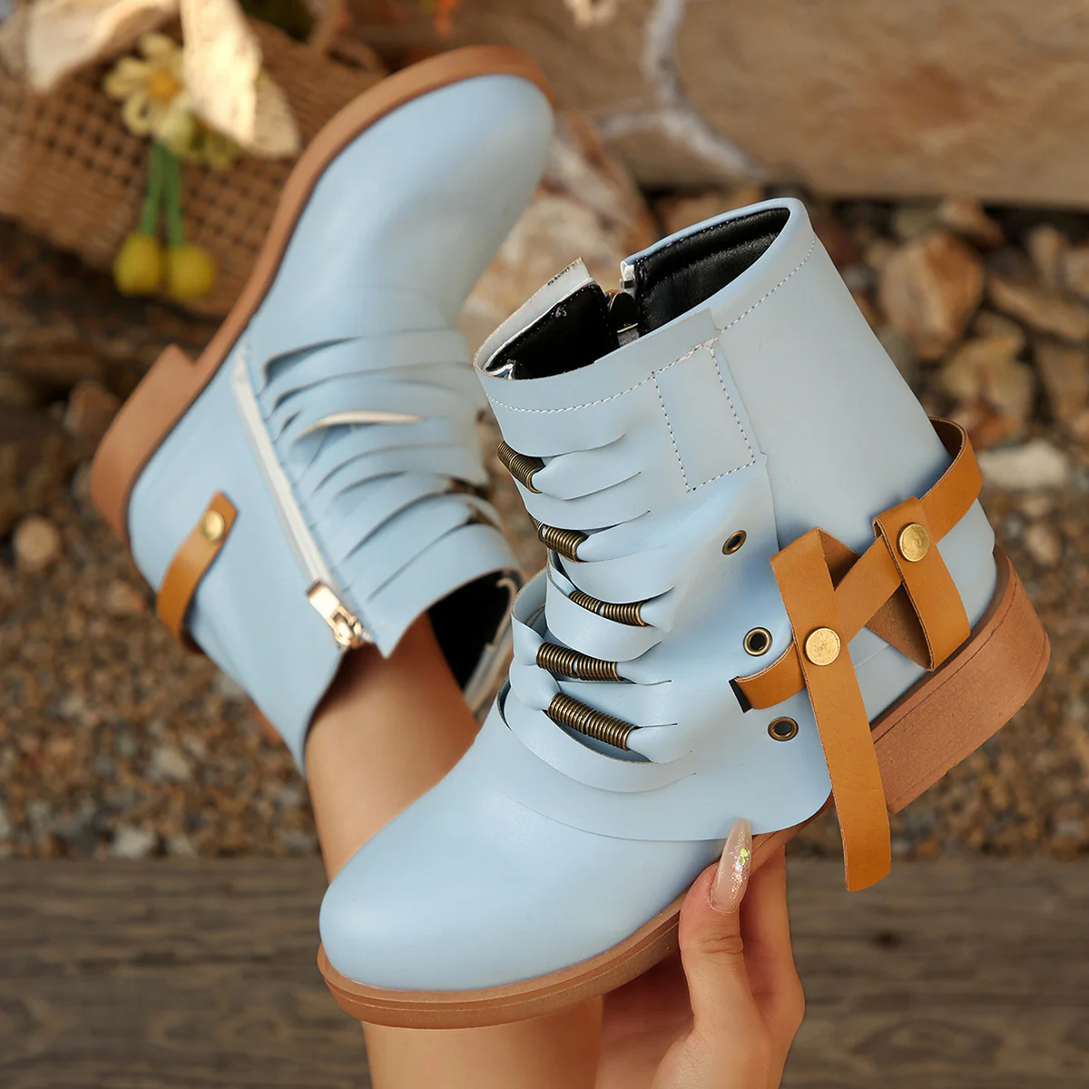 Damen modische Stiefeletten mit raffinierten Schnürdetails und elegantem Reißverschluss Heidi Mode - Image 6