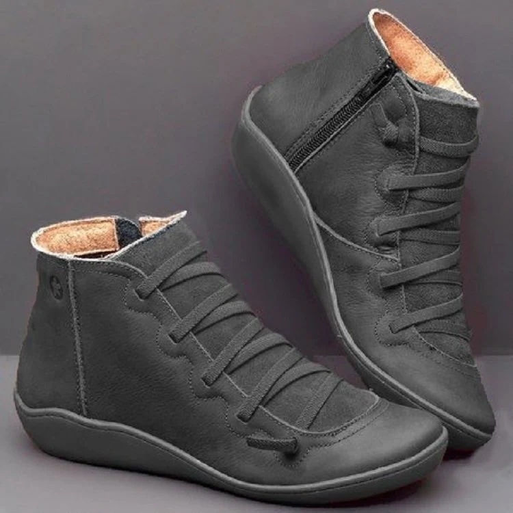 Damen modische Stiefeletten mit seitlichem Reißverschluss und weichem Lederabdeckung Heidi Mode - Image 9