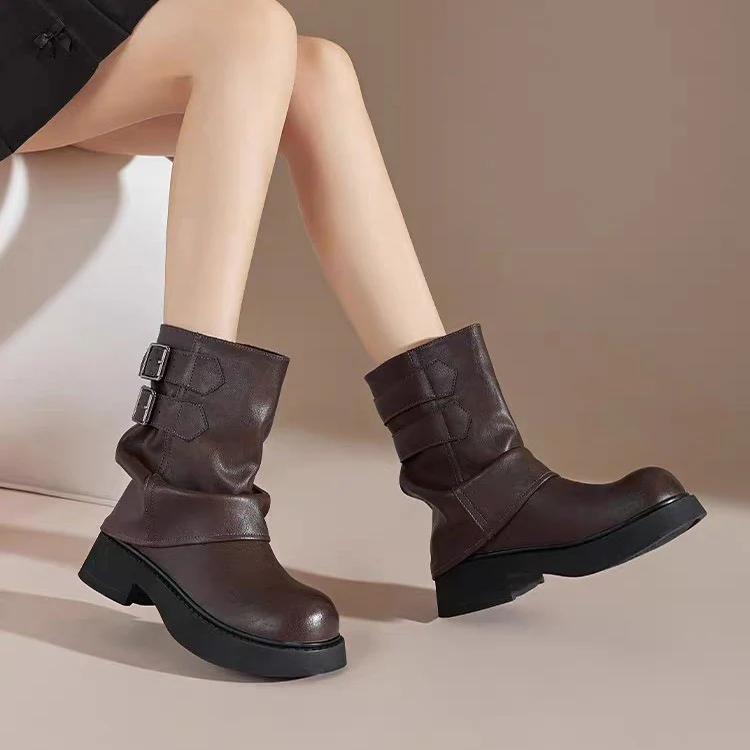 Damen modische Stiefeletten mit verstellbaren Riemen und robuster Sohle Heidi Mode - Image 6