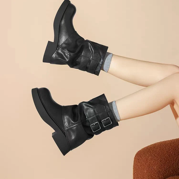 Damen modische Stiefeletten mit verstellbaren Riemen und robuster Sohle Heidi Mode - Image 7