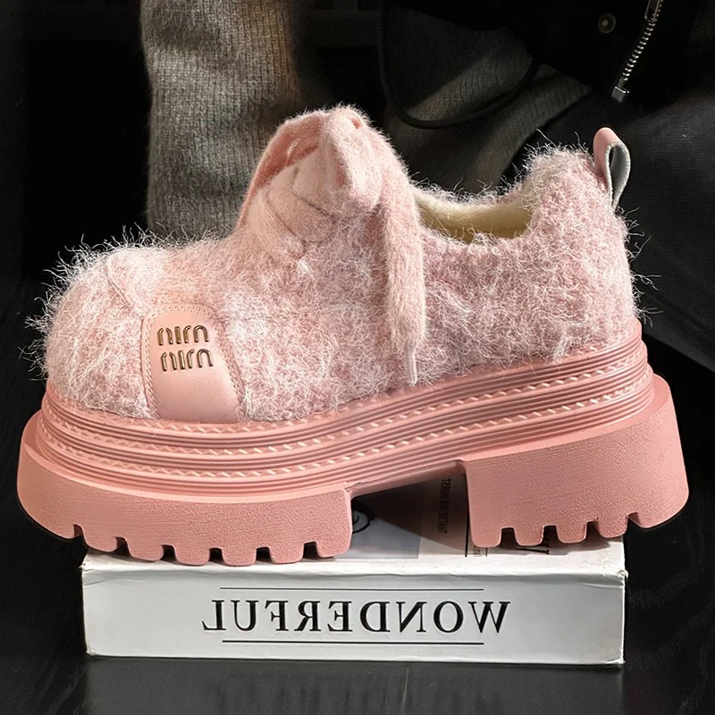 Damen Modische und atmungsaktive Plateau-Sneaker mit kuscheligem Obermaterial Heidi Mode - Image 6