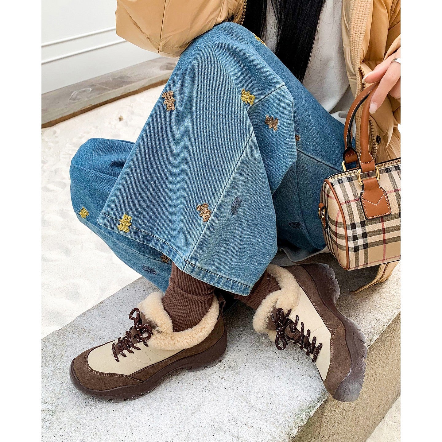 Damen modische Winterboots mit flauschigem Innenfutter und flexiblem Schnürsystem Heidi Mode - Image 3