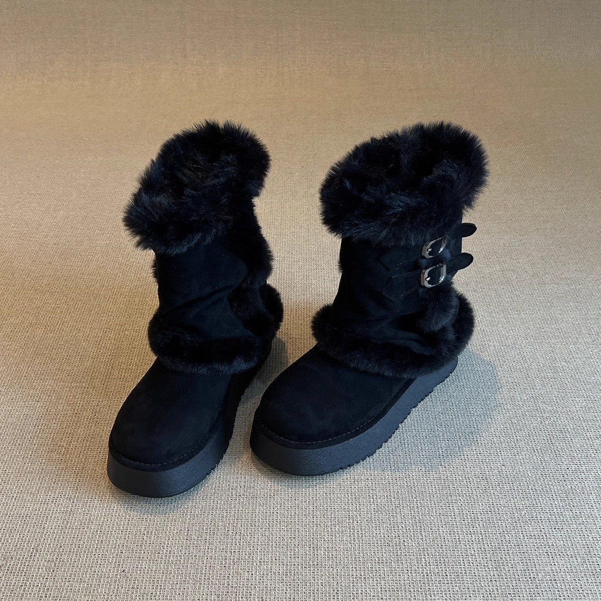 Damen modische Winterstiefel mit kuscheligem Kunstfell und praktischem Doppelriemen Heidi Mode - Image 3