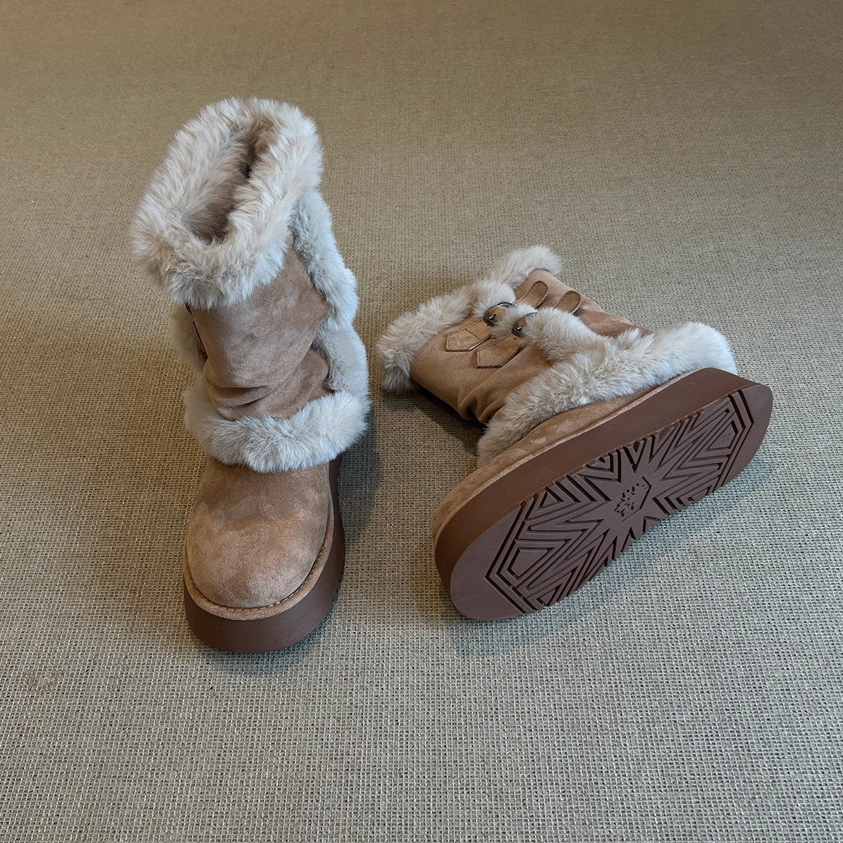 Damen modische Winterstiefel mit kuscheligem Kunstfell und praktischem Doppelriemen Heidi Mode - Image 4