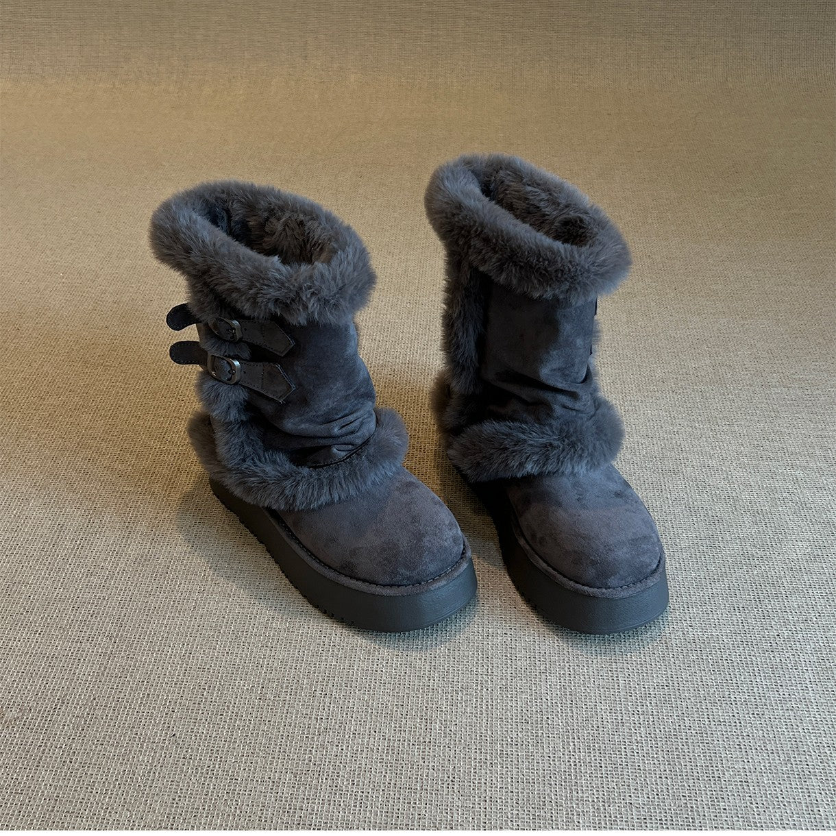 Damen modische Winterstiefel mit kuscheligem Kunstfell und praktischem Doppelriemen Heidi Mode - Image 7