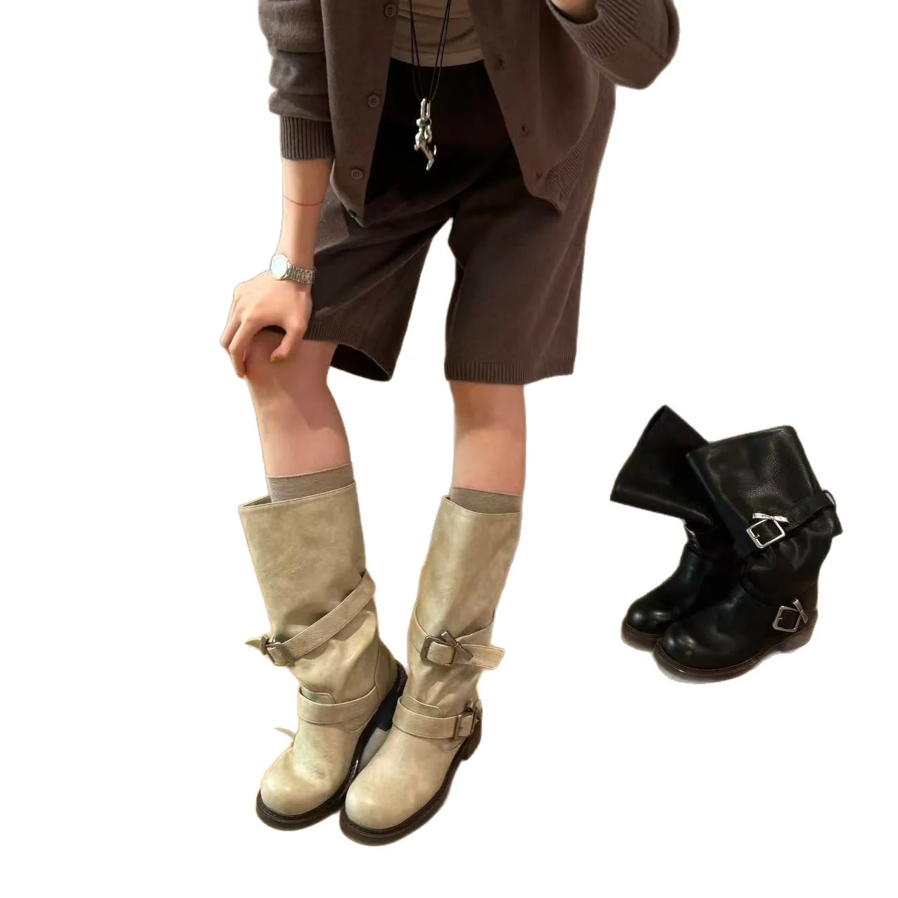 Damen modische Winterstiefel mit praktischen Schnallen und robustem Profil Heidi Mode - Image 5