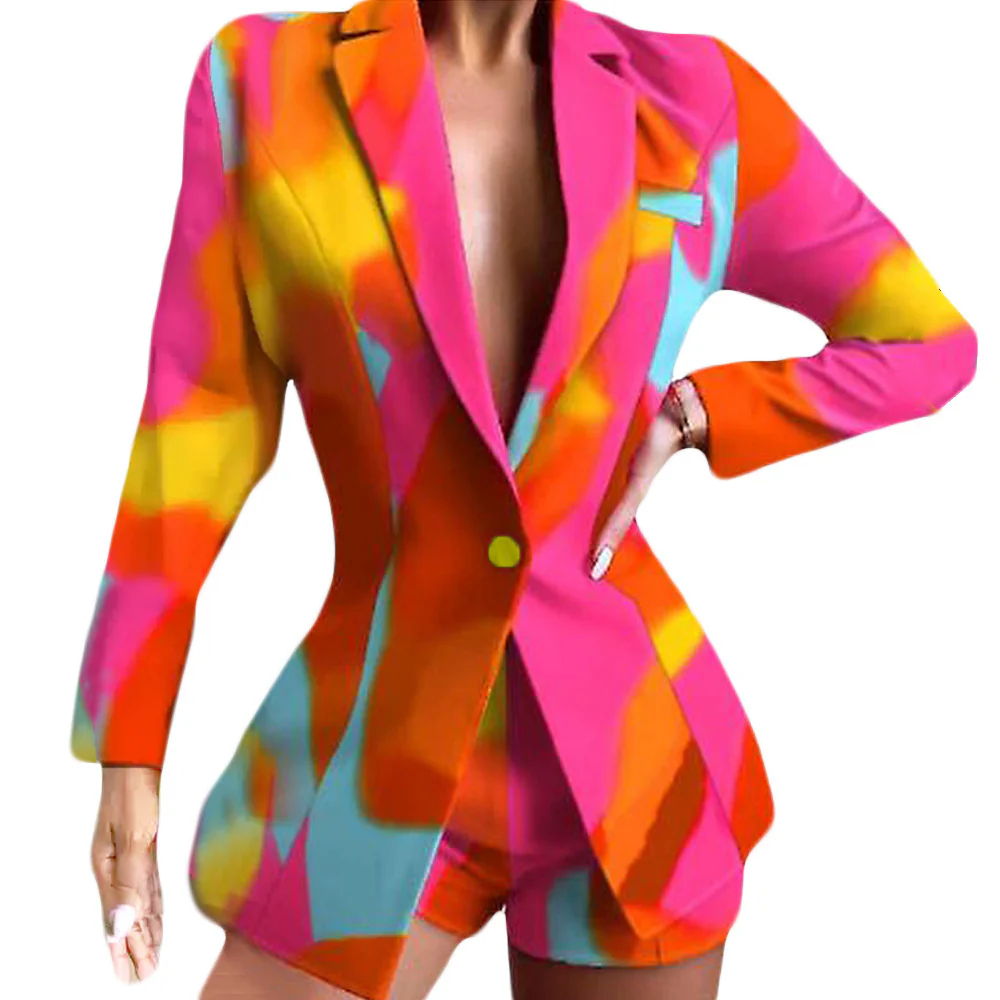 Damen Modischer Blazer mit kurzen Hosen und auffälligem Farbdesign Heidi-Mode - Image 3