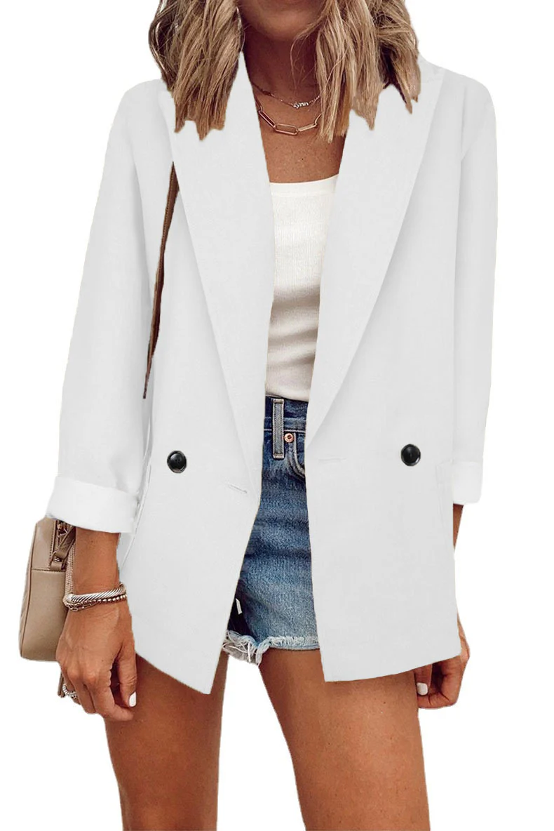 Damen modischer Oversized-Blazer im schlichten Design mit eleganten Knopfdetails Heidi-Mode - Image 4