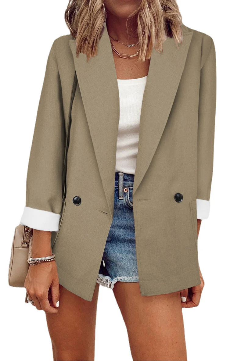 Damen modischer Oversized-Blazer im schlichten Design mit eleganten Knopfdetails Heidi-Mode - Image 6