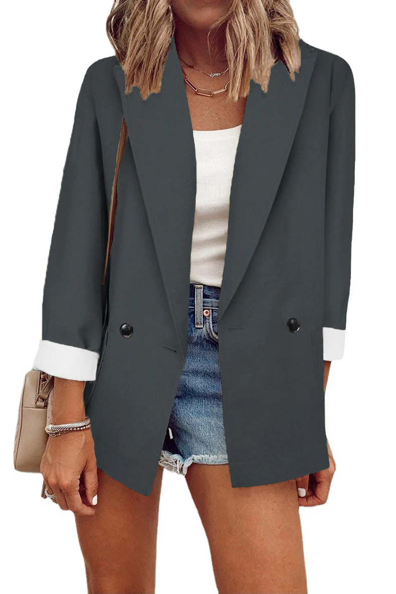 Damen modischer Oversized-Blazer im schlichten Design mit eleganten Knopfdetails Heidi-Mode - Image 7