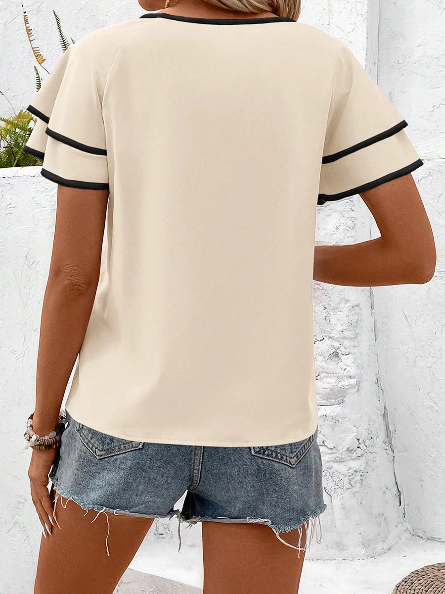 Damen Modisches Shirt mit Voluminösen Ärmeln und Eleganten Kontrastdetails Heidi-Mode - Image 3