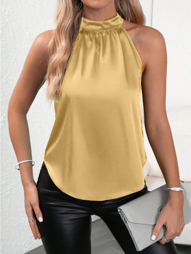 Damen modisches Top mit hohem Kragen und schimmerndem Satin-Finish Heidi Mode - Image 12