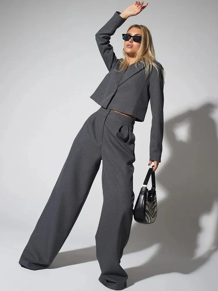 Damen Zweiteiler Damen mit cropped Blazer - Image 11