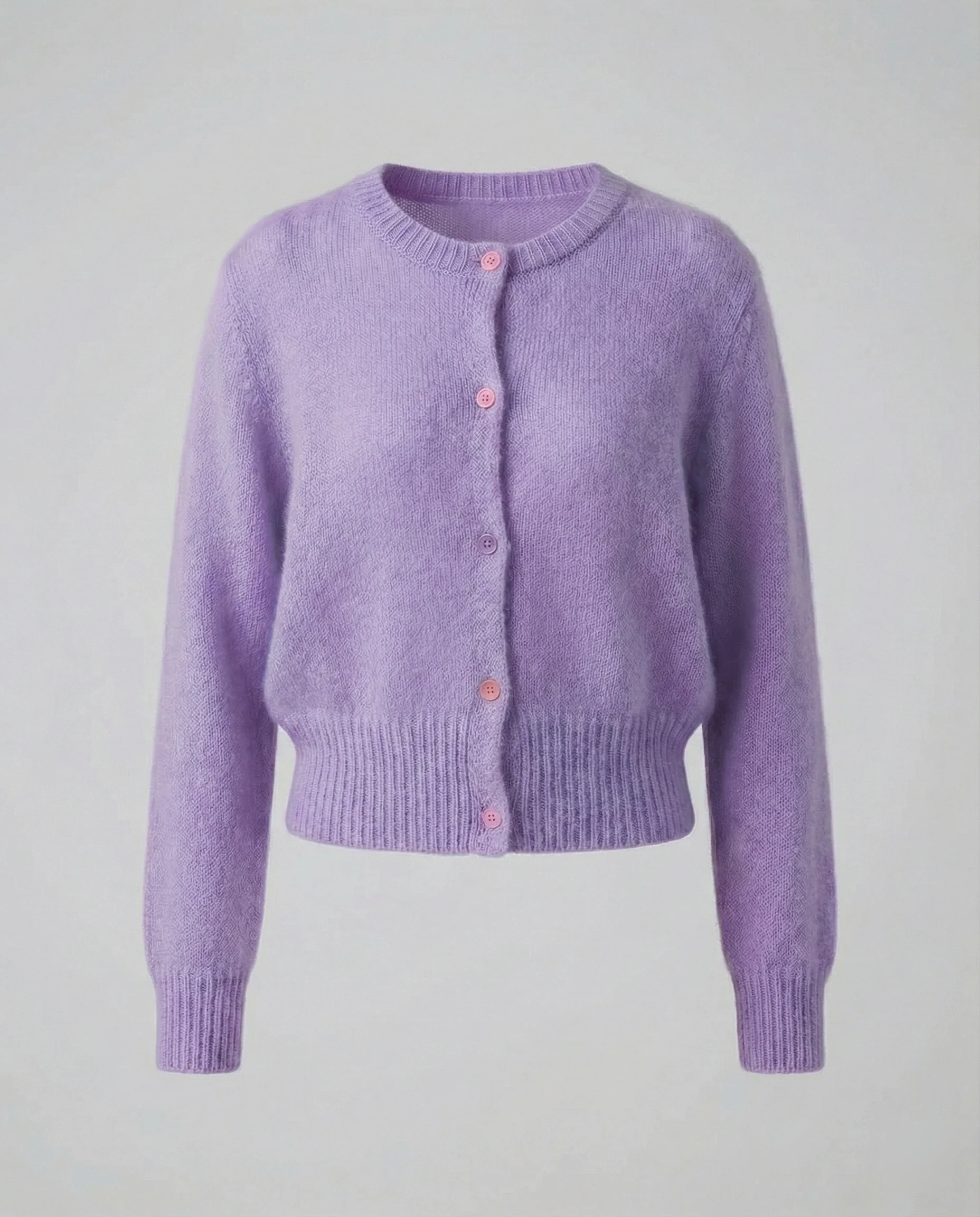 Damen Mohairoptik Kurzstrickjacke mit tailliertem Rippsaum und bunten Zierknöpfen Heidi-Mode - Image 8