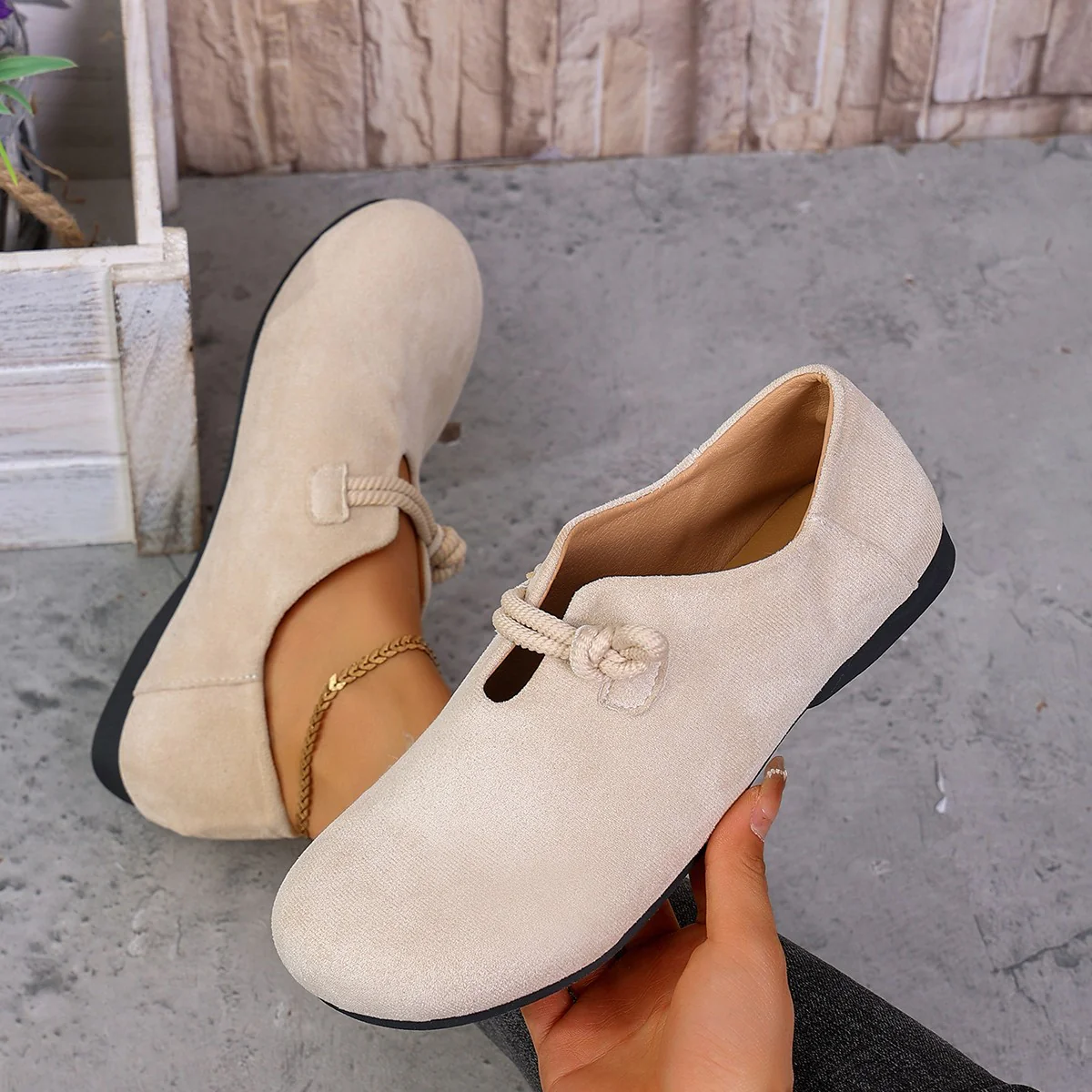 Damen Mokassin Schuhe mit modischem Schnür-Detail und bequemer Sohle Heidi Mode - Image 4