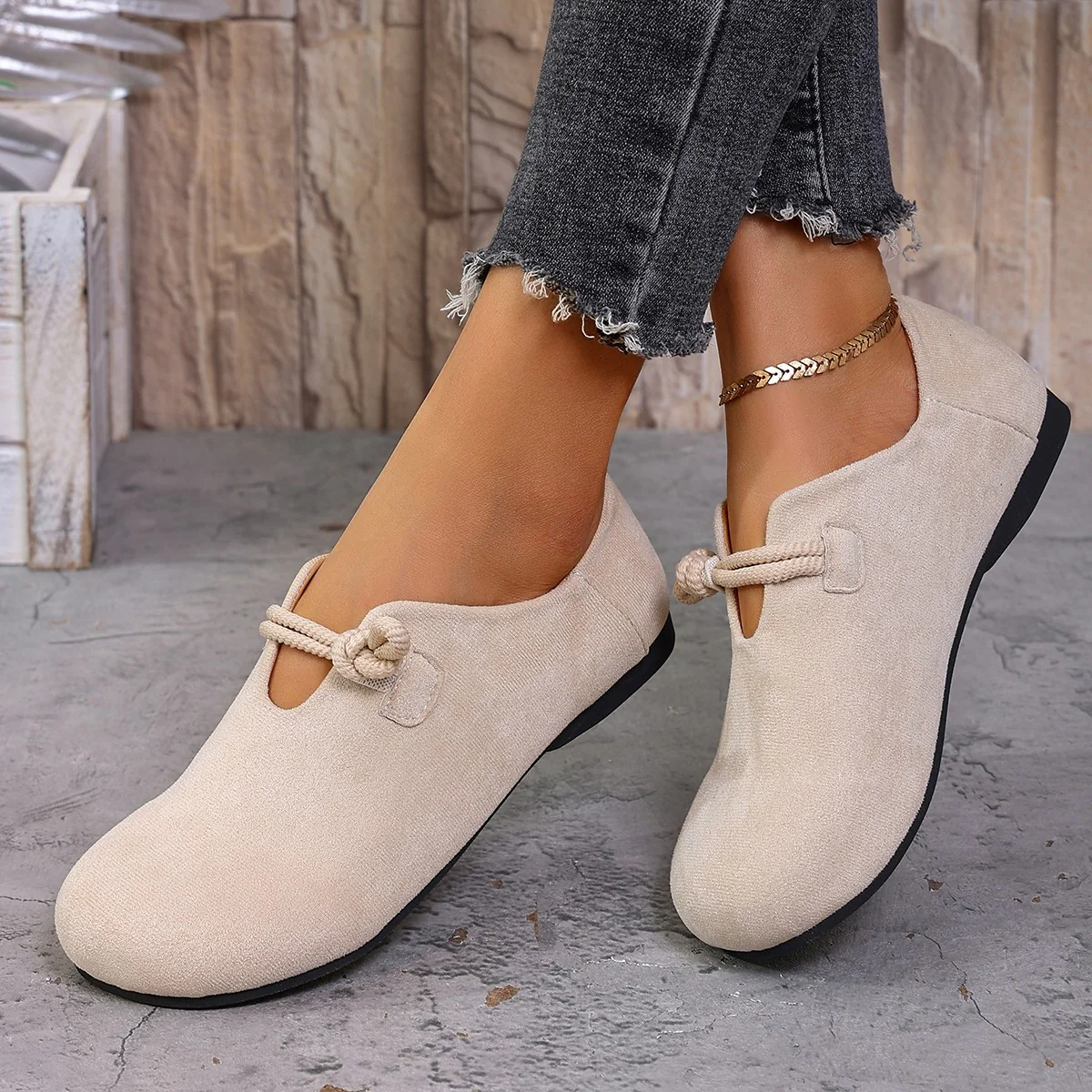 Damen Mokassin Schuhe mit modischem Schnür-Detail und bequemer Sohle Heidi Mode - Image 7