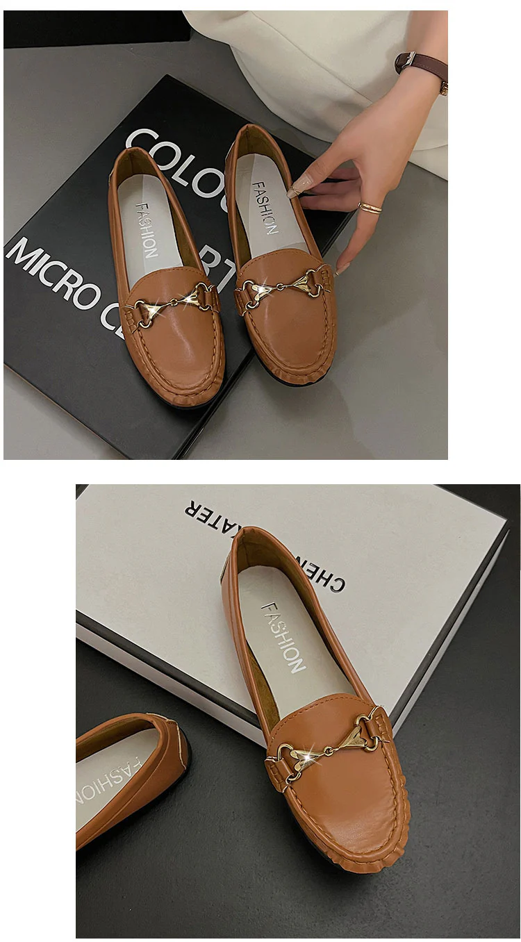 Damen Mokassin-Slipper mit modischen goldenen Akzenten Heidi Mode - Image 7