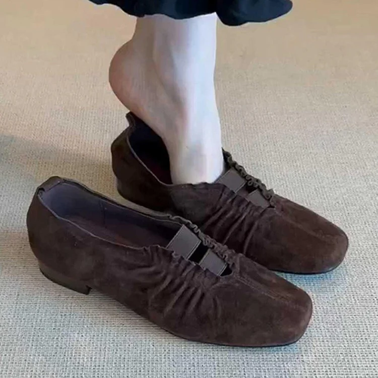 Damen Mokassins mit elastischen Riemen und raffiniertem Falten-Design Heidi Mode