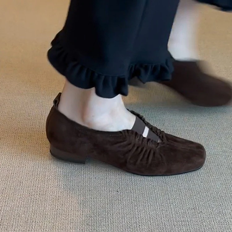 Damen Mokassins mit elastischen Riemen und raffiniertem Falten-Design Heidi Mode - Image 4