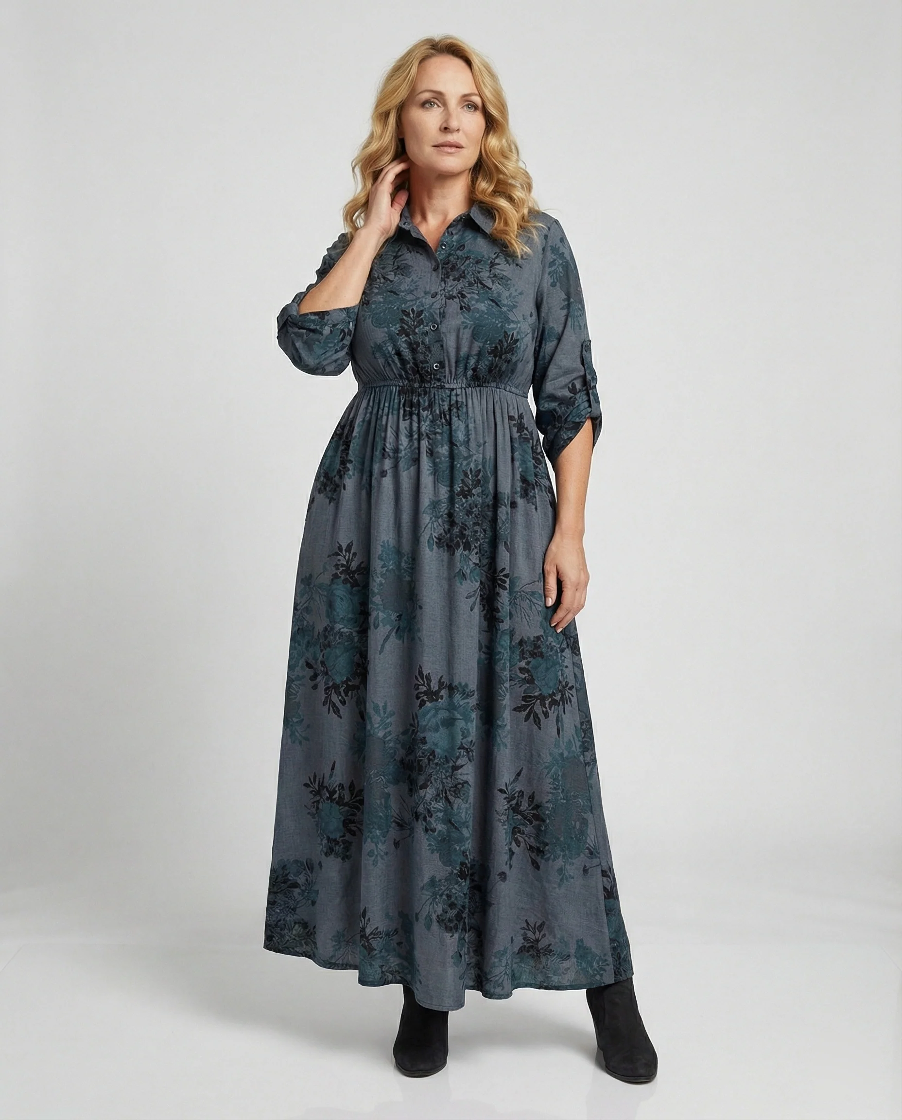 Freizeitkleid Damen Hemdblusenkleid A-Linie