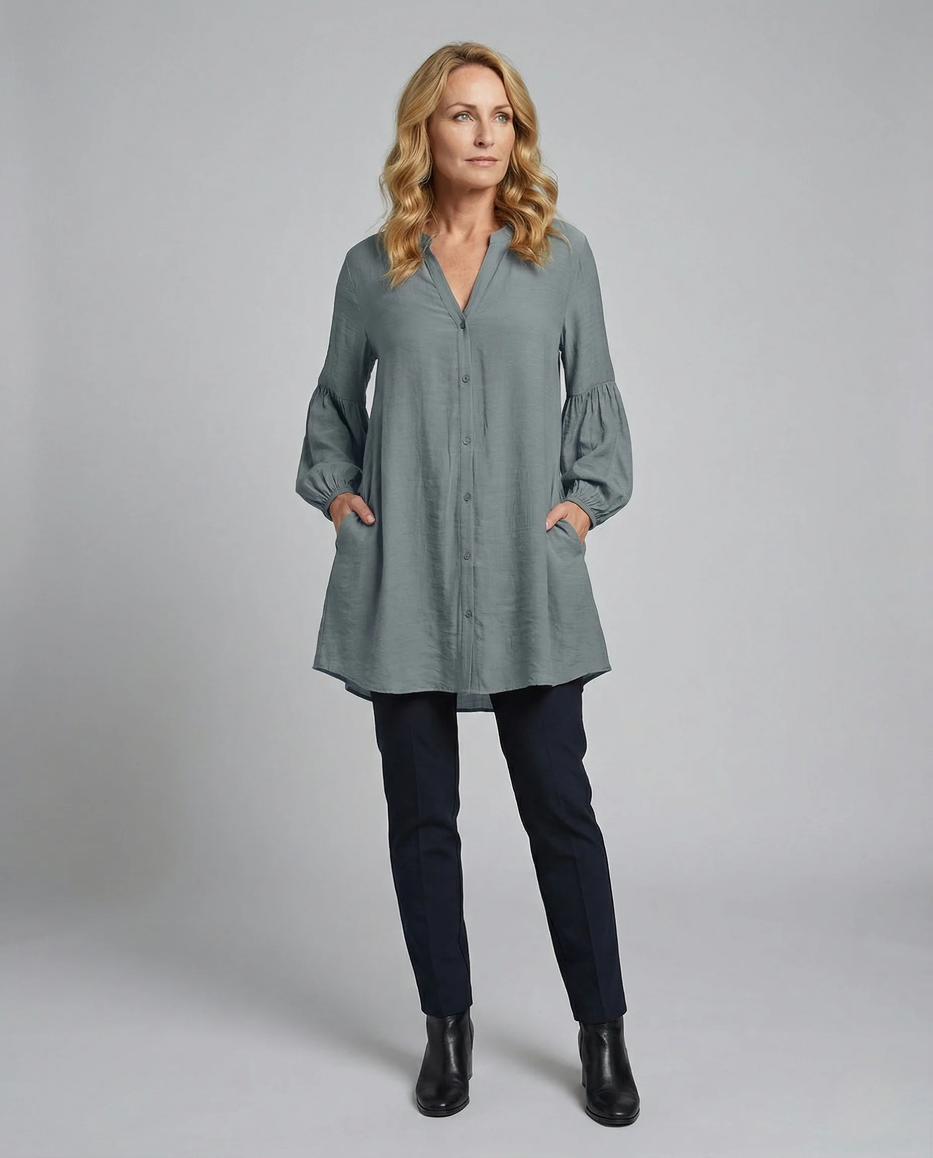 Freizeitkleid Damen Hemdblusenkleid A-Linie
