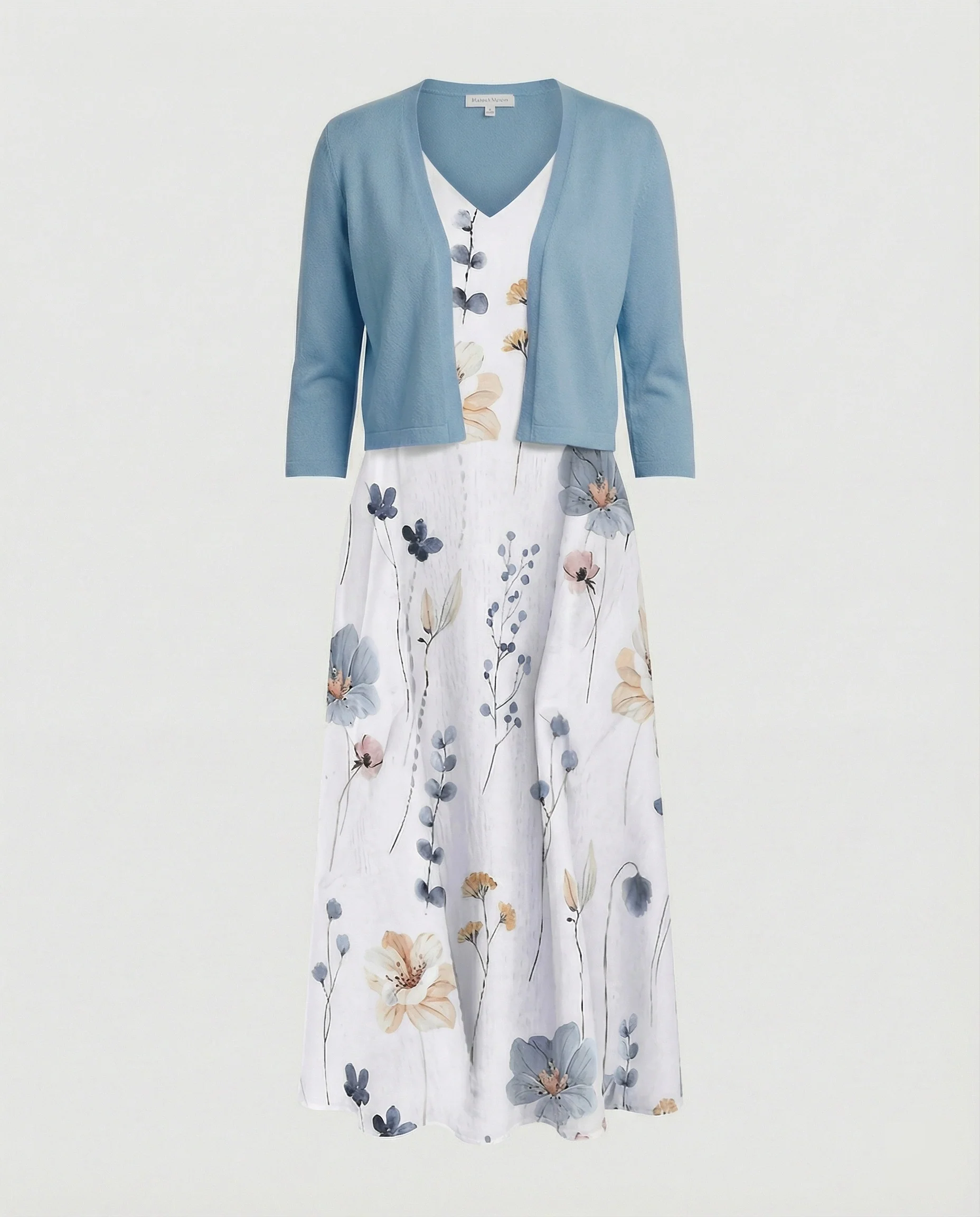 A-Linien Kleid Mit Bolerojacke Damen V-Ausschnitt - Image 2