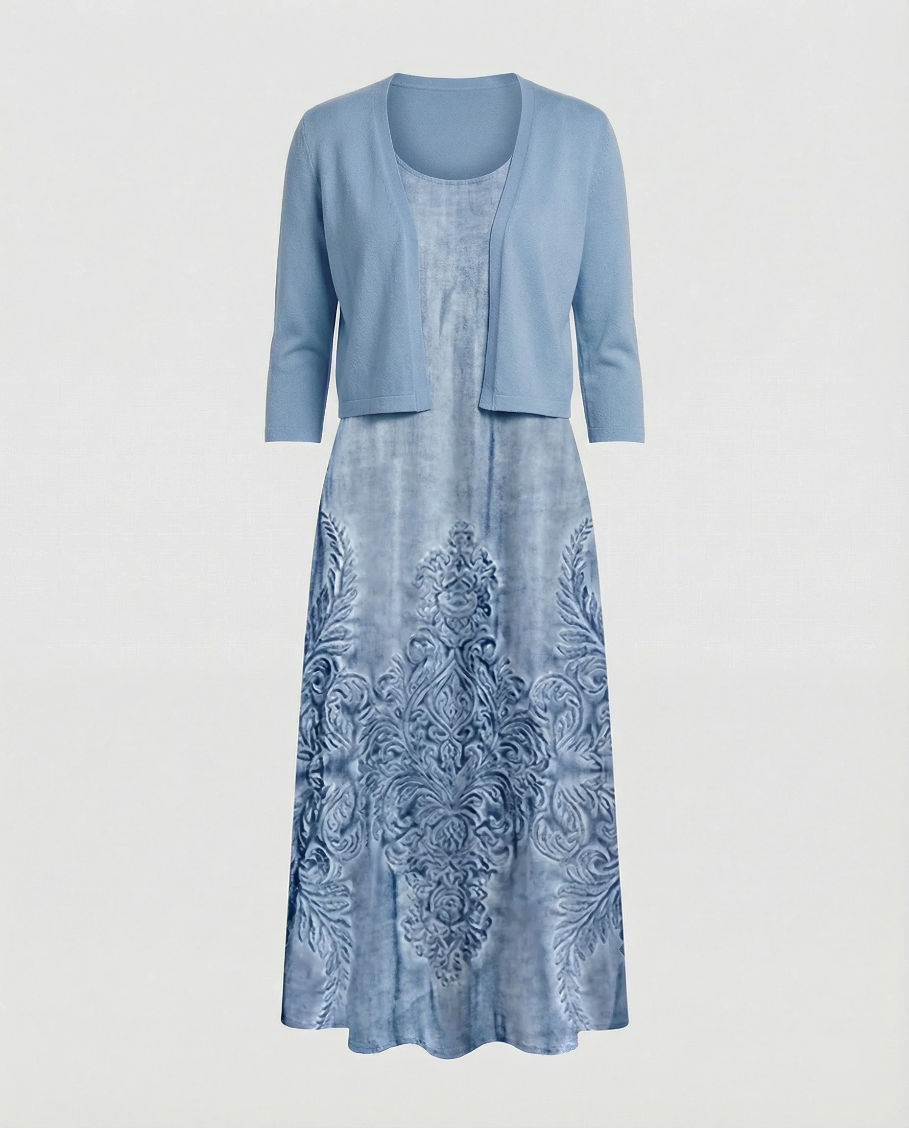 A-Linien Kleid Mit Bolerojacke Damen V-Ausschnitt - Image 8