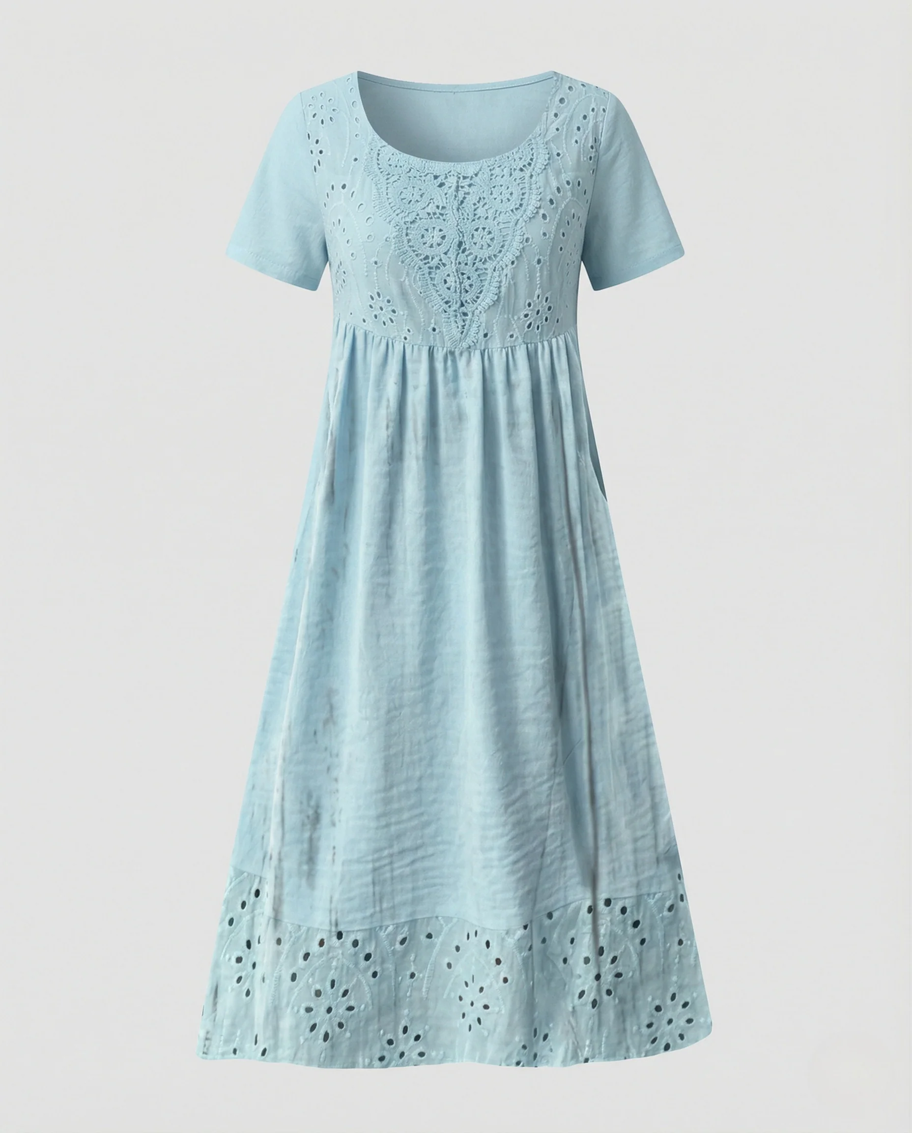 Damen Midikleid A-Linie mit Häkeleinsatz – Freizeitkleid - Image 3