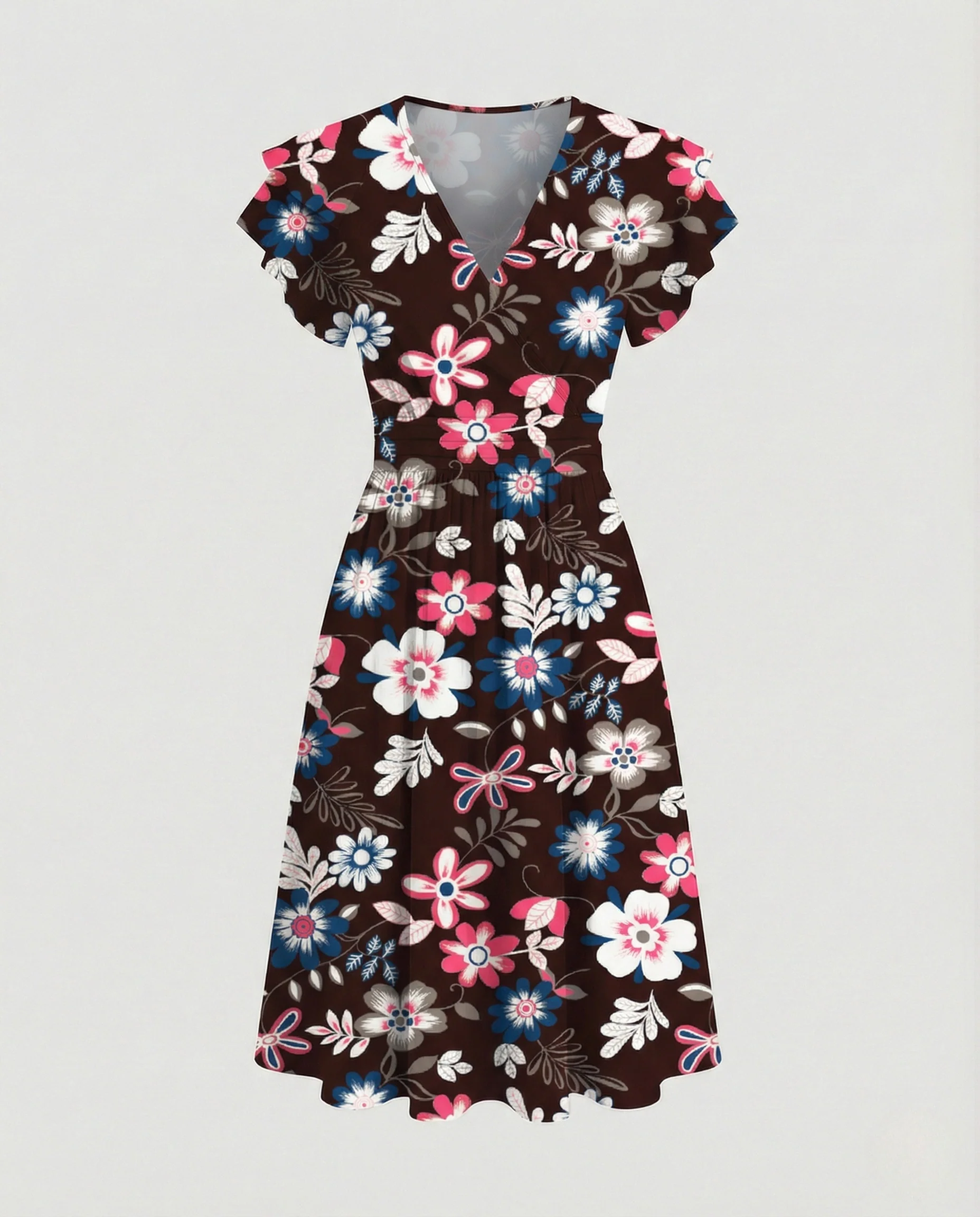 Damen Midikleid A-Linie mit Flügelärmeln - Image 8