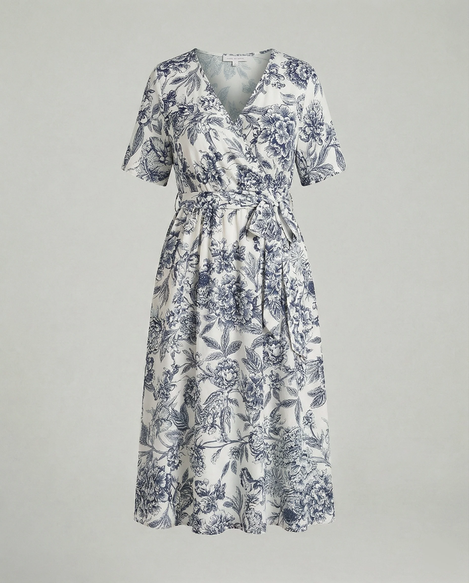 Damen Midikleid Wickelkleid A-Linie mit Gürtel - Image 3