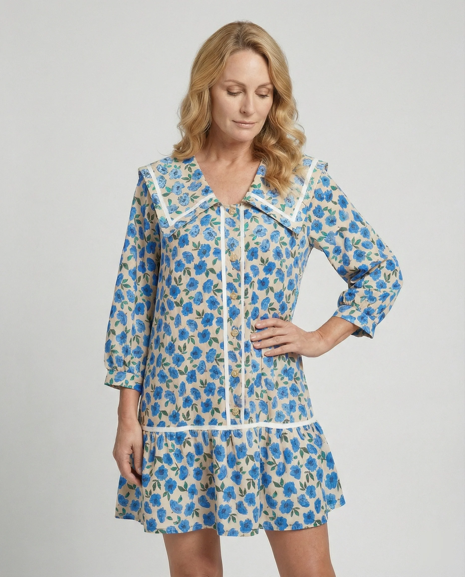 Damen Freizeitkleid A-Linie mit Kragen - Image 2