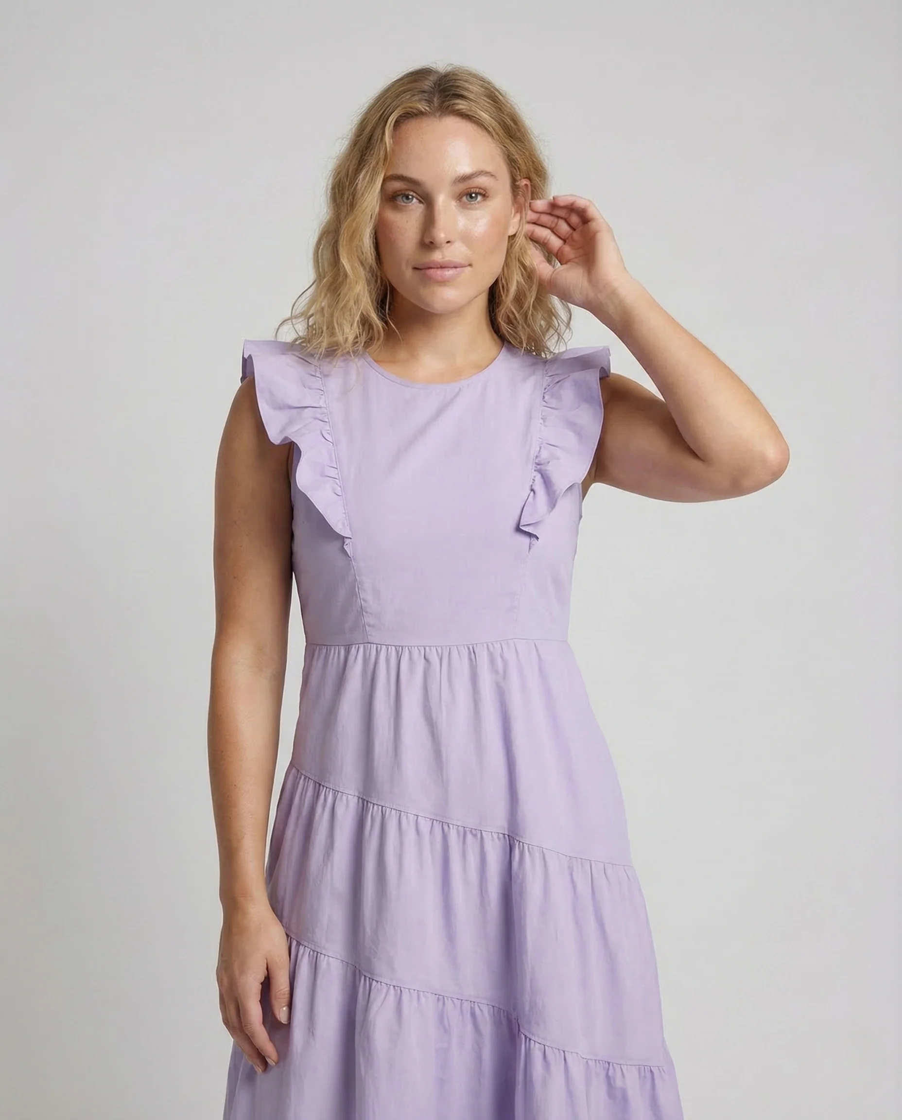 Damen Stufenkleid A Linie Rüschenträger - Image 2