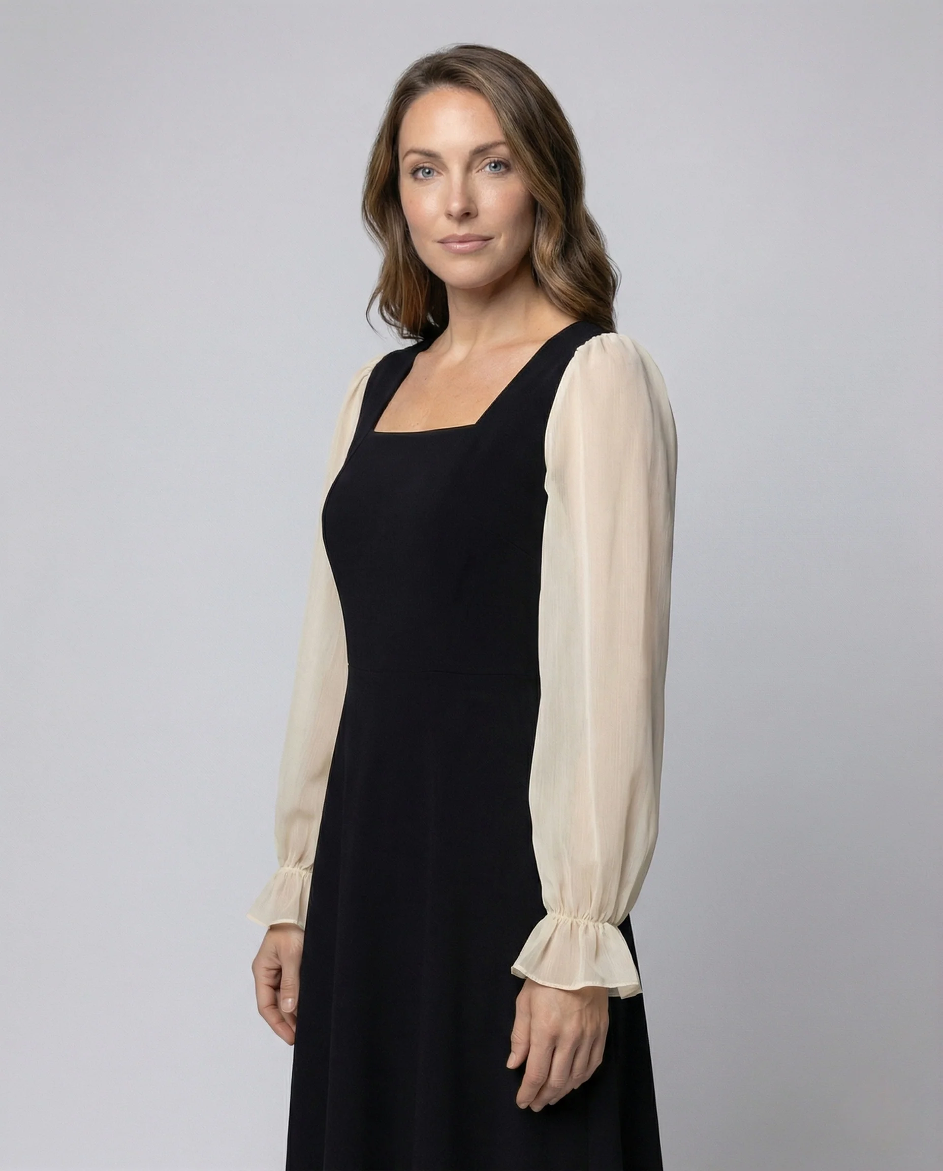 Damen A-Linien Abendkleid mit Organza Ballonärmeln - Image 2