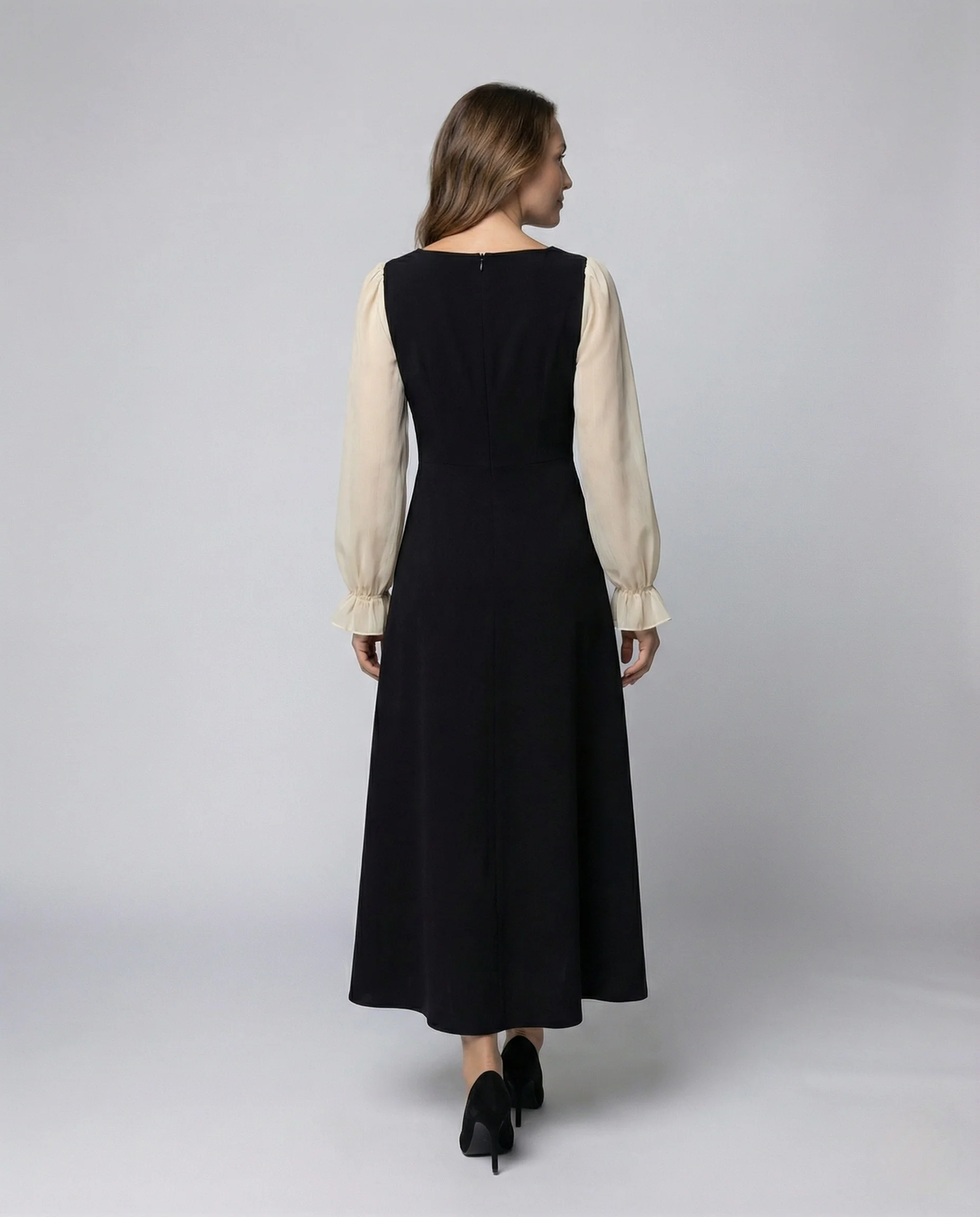 Damen A-Linien Abendkleid mit Organza Ballonärmeln - Image 4